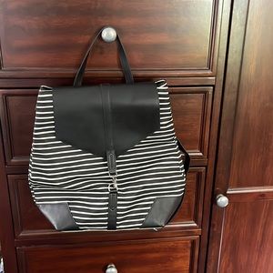 Stella and Dot black and white stripped back pack